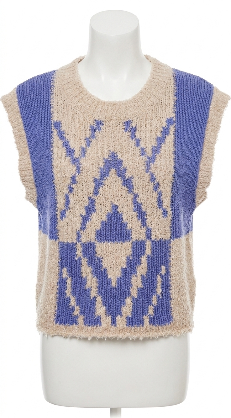 NEW FREE PEOPLE diamonds for days vest in blue moon combo